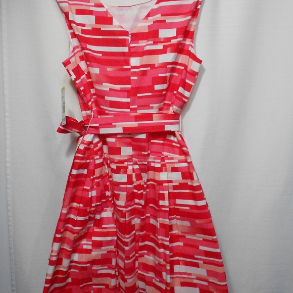 Covington Pink Retro Print Fit and Flare Dress - Picture 3 of 4